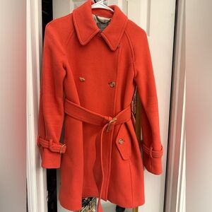 J. Crew Stadium Cloth by Nello Gori Wool blend Orange Double Breasted Coat‎ @